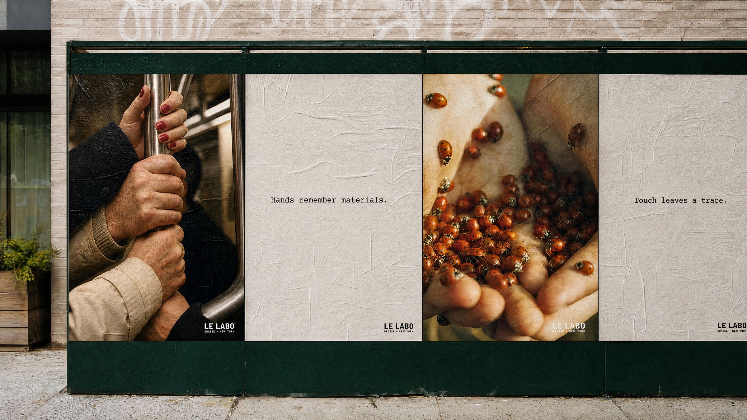 Le Labo wheat-pasted poster campaign mockup