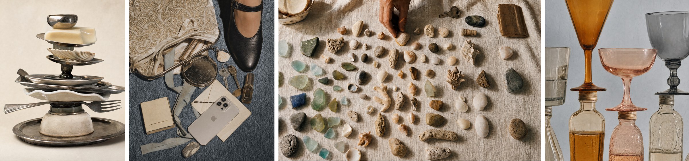 Four editorial still life images showing Studio Hours visual direction